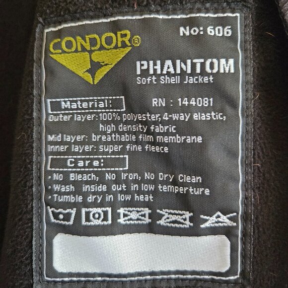 Condor Tactical Soft Shell Jacket Black Mens Size XL - Picture 4 of 11